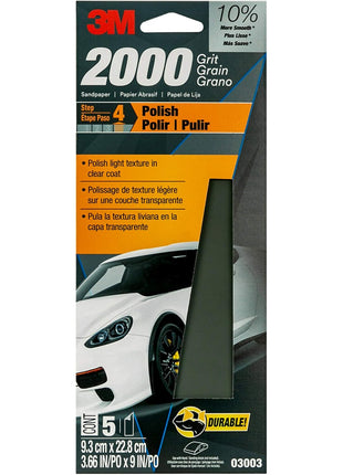 3M Wetordry Sandpaper, 32036, 600 Grit, 9 in x 11 in, 5 Sheets Per Pack