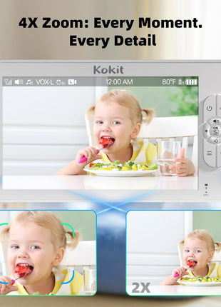 Baby Monitor with Camera and Audio - 7inch Split Screen, 5000mAh Battery (100H in VOX), 1080P PTZ Baby Camera Monitor with Flexible Mount, No WiFi Baby Monitor, Secure 2.4GHz FHSS