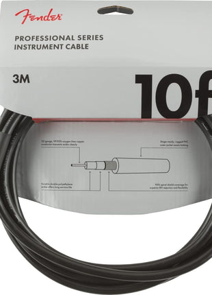 Fender Professional Series Instrument Cable, Guitar Cable 10 ft, Guitar Accessories, Stage Ready with Anti-Kinking Design, Black