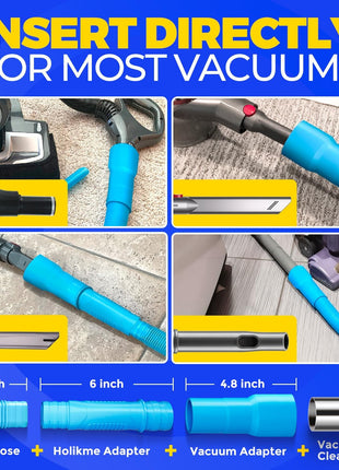 Holikme Dryer Vent Cleaner Kit Dryer Lint Vacuum Attachment Brush, Lint Remover, Dryer Vent Vacuum Hose Replacement Parts,Duct Cleaning,Blue