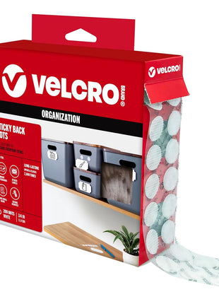 VELCRO Brand Dots with Adhesive White | 200 Pk | 3/4 inch Circles | Sticky Back Round Hook and Loop Closures for Organizing, Arts and Crafts, School Projects, 91824, 200Pk