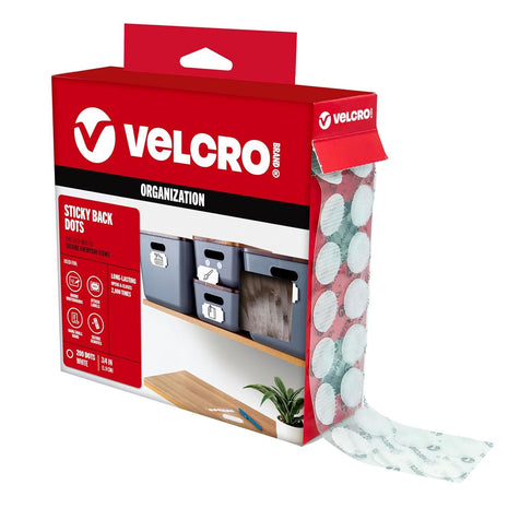 VELCRO Brand Dots with Adhesive White | 200 Pk | 3/4 inch Circles | Sticky Back Round Hook and Loop Closures for Organizing, Arts and Crafts, School Projects, 91824, 200Pk