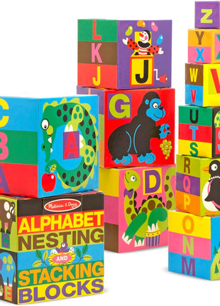 Melissa & Doug Deluxe 10-Piece Alphabet Nesting and Stacking Blocks - FSC Certified