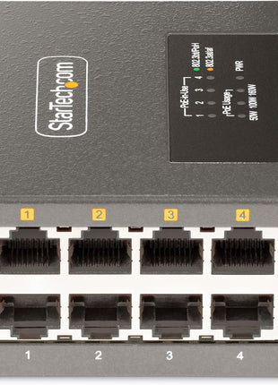 StarTech.com 4-Port Multi-Gigabit PoE++ Injector, 5/2.5/1G Ethernet (NBASE-T), PoE/PoE+/PoE++, Wall/DIN Rail Mountable, TAA