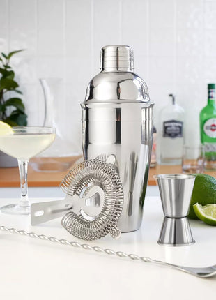 ZPUFAW 6-Piece Cocktail Shaker Set Bartender Kit Drink Shaker Bar Set | 24oz Martini Shaker, Strainer, Muddler, Jigger, Mixing Spoon, Pour Spout, Recipe Guide Stainless Steel Set Housewarming Gift