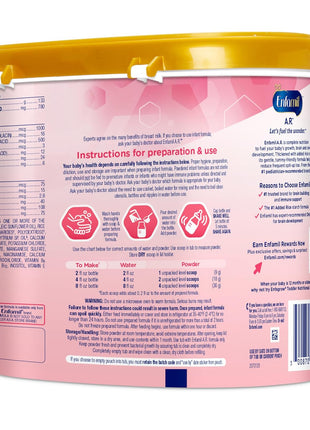 Enfamil A.R. Infant Formula, Clinically Proven to Reduce Reflux & Spit-Up in 1 Week, with Iron, DHA for Brain Development, Probiotics to Support Digestive & Immune Health, Powder Tub, 19.5 Oz