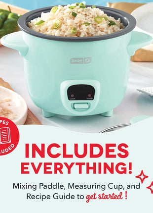 Dash Mini Rice Cooker - Designed for Single-Serve Cooking - Compact Rice Cooker with Nonstick Removable Pot, Keep Warm Function & Easy-to-Clean Sleek Design - Aqua