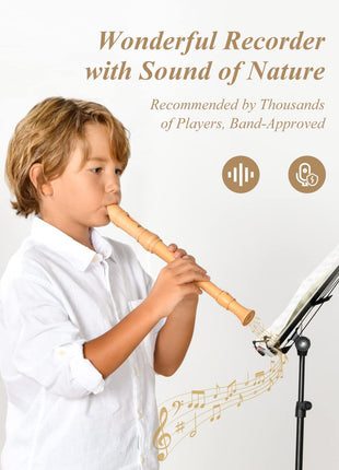 Eastar Soprano Beginners Recorder Baroque fingering C Key Maple Descant Recorder Instrument for Kids Adults, 3 Piece Recorder With Hard Case, Fingering Chart, Cleaning Kit, ERS-31BM