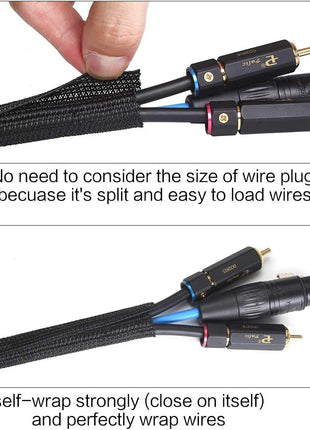 Alex Tech 10ft - 1/2 inch Cord Protector Wire Loom Tubing Cable Sleeve Split Sleeving For USB Cable Power Cord Audio Video Cable – Protect Cat From Chewing - Black