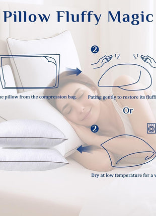 JOLLYVOGUE Standard Pillows Set of 2, Cooling and Supportive Pillows Full Size Set of 2 for Side and Back Sleepers, Down Alternative Hotel Collection Sleeping Pillow