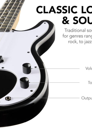 Best Choice Products Full Size Beginner 4-String Electric Bass Guitar, Wooden PB-Style Bass Starter Set w/Padded Carrying Case - Black/White