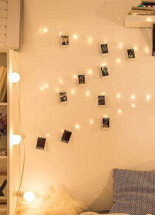 Photo Clip String Light - 33Ft 100LED Fairy Lights with Clips for Pictures With Timer, Photo Light with 50 Clear Clips for Bedroom Christmas Wedding Décor