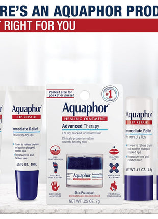 Aquaphor Lip Repair - Soothe Dry, Chapped Lips - Two .35 oz. Tubes