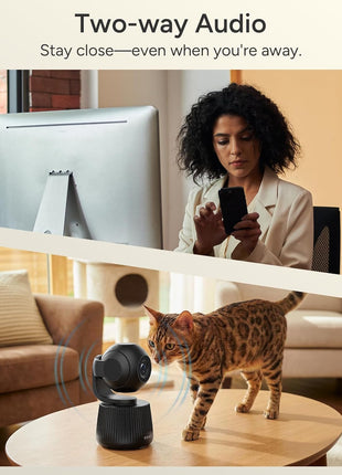 PawTrack 4K Pet Camera with Auto Tracking, 360° Pan/270° Tilt, Behavior Alerts & Smart Pet Vlog & Two-Way Audio, Privacy Mode, Multi-Pet ID, 1080p Daily Recording Smart Pet Monitor