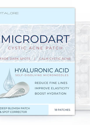 Microdart Pimple Patches- Cystic Acne Patch – Microneedle Pimple Patch for Face, Dark Spots & Blind Pimples- 18ct