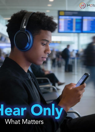 Morpheus 360 Synergy HD Bluetooth Headphones Wireless, Qualcomm aptX HD, CES 2025 Twice Picks Award Creators, Over-Ear Noise Cancelling Headphones, 50Hr Playtime, USB-C, Korean Protein Leather, Black