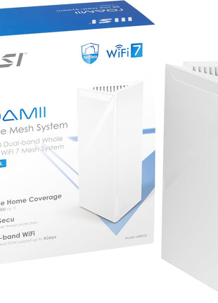 MSI Roamii BE Lite Mesh System - 1 Pack (WiFi 7, BE 5000, Up to 5,800 sq.ft. of Coverage, Supporting 120+ Devices, 2.5Gbps Ethernet Port, MU-MIMO MLO)