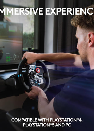 Logitech G29 Driving Force Racing Wheel and Floor Pedals, Real Force Feedback, Stainless Steel Paddle Shifters, Leather Steering Wheel Cover for PS5, PS4, PC, Mac - Black