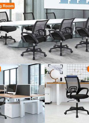 BestOffice Ergonomic Office Chair | Mid-Back Swivel Desk Chair | Black | with Lumbar Support, Adjustable Height & Breathable Backrest | Sponge Seat & Rolling Wheels | for Home, Office | Pack of 1