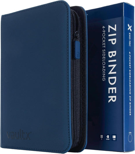 Vault X 4 Pocket Trading Card Zip Binder, 160 cards, Premium Exo-Tec Album Material, 20 Side-Loading Pages, Folder for Collectible Card Games, Sports, TCG (Blue)