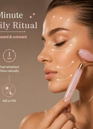 Rose Quartz Face Roller - Depuffs & Smoothes Fine Lines and Wrinkles