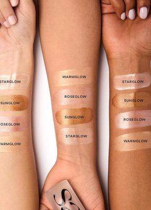 Saie Radiant Glow Duo - Dew Liquid Blush (Chilly, .40 oz) + Glowy Super Gel (Starglow, 1 oz) - Hydrating Cream Blush & Illuminating Primer for a Luminous, Natural Finish