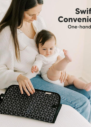 KeaBabies Portable Diaper Changing Pad, Easy Wipe Clean, 25x13 (Black Geo) | Foldable Waterproof Baby Changing Mat for Diaper Bag, Compact, Lightweight, Newborn, Infant, Baby Changer Travel Essential