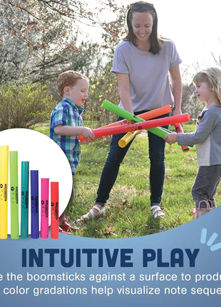Constructive Playthings Boomwhackers Music Sensory Sound Tubes, Set of 8 | C to C Scale Musical Sound Tube, Classroom Instruments for Kids, Diatonic Set of 8