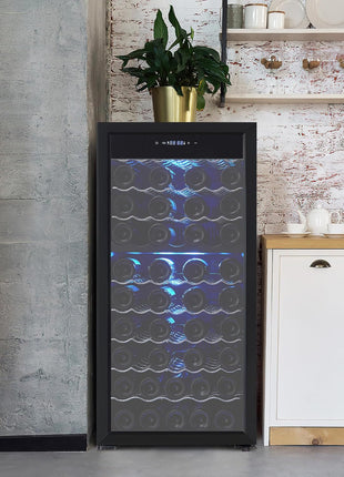 66 bottles Wine Fridge Full Size Single Zone - Tall Wine Cooler Cellars Large Cabinet Wine Refrigerator Home Bar Chiller Freestanding with French Glass Door
