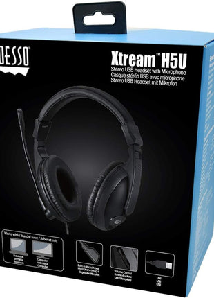 Adesso Xtream H5U Stereo USB Multimedia Headphone/Headset with Microphone