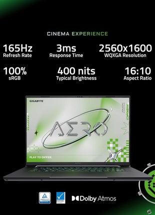 GIGABYTE AERO X16; Copilot+ PC - 165Hz 2560x1600 WQXGA - NVIDIA GeForce RTX 5070 - AMD Ryzen AI 7 350-1TB SSD with 16GB DDR5 RAM - Windows 11 Home - Lunar White