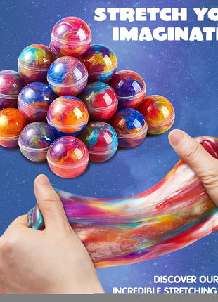 JOYIN Slime Party Favors, 24 Pack Galaxy Slime Ball - Stretchy, Non-Sticky, Mess-Free, Stress Relief, and Safe - Toys for Girls and Boys - Easter, Classroom Reward, Party Supplies, Valentines