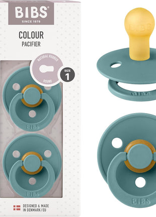 BIBS Pacifiers Colour Collection | Natural Rubber Baby Pacifier | Set of 2 BPA-Free Soothers | Made in Denmark | 0+ Months (Pack of 2) | Dusty Blue/Steel Blue