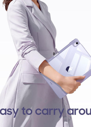 Fintie Clear Case for iPad Air 11-inch & iPad Air 5th/4th Generation 10.9" | Hybrid Slim Design, Shockproof Cover with Transparent Back Shell & Pencil Holder, Viewing & Typing Angles, Lilac Purple