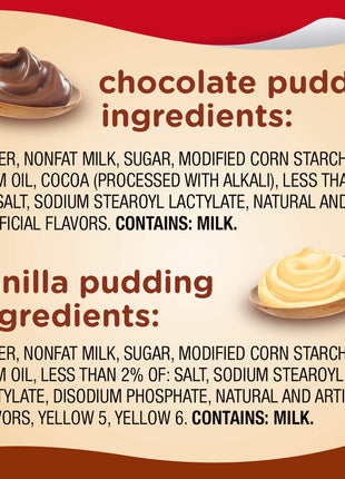 Snack Pack Chocolate and Vanilla Pudding Cups, 3.25 oz., 12-ct Family Pack