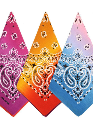 Bycc Bynn 3 Pack 100% Cotton Paisley Bandanas Square Scarf Headwear (Black + Burgundy + White)