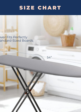 Ironing Board Cover and Pad Extra Thick Heavy Duty Padded 4 Layers, Silver Coated Ironing Board Cover, Non Stick Scorch and Stain Resistant Standard Size 15x54 Inches