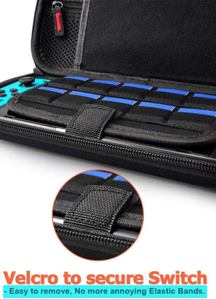 Deruitu Switch Carrying Case Compatible with Nintendo Switch/Switch OLED - Fit AC Charger Adapter - with 20 Game Cartridges Hard Shell Travel Switch Pouch for Console & Accessories