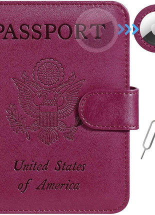 Passport Holder Cover Wallet RFID Blocking Leather Card Case Travel Accessories for Women Men (Pink)