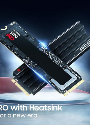 Samsung SSD 9100 PRO w/Heatsink 4TB, PCIe 5.0x4 M.2 2280, Up to 14,800MB/s | NVMe Internal Solid State Hard Drive best for AI Computing, Gaming, and Heavy Duty Workstations (MZ-VAP4T0CW)