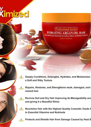Arvazallia Hydrating Argan Oil Hair Mask and Deep Conditioner for Dry or Damaged Hair (8.45 oz Jar)