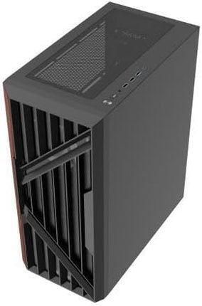 DIYPC DIY-G18-WD Black USB3.0 /Type C ATX Mid Tower Gaming Computer Case w/Tempered Glass Side Panel and Walnut Wood Front Panel