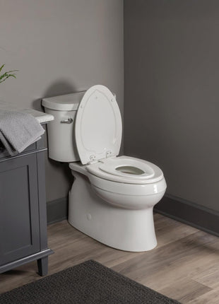 Mayfair NextStep2 Toilet Seat with Built-In Potty Training Seat, Slow-Close, Removable that will Never Loosen, Elongated, White