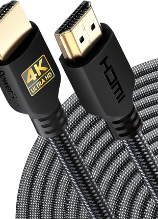 PowerBear 4K HDMI Cable 10 ft | High Speed Hdmi Cables, Braided Nylon & Gold Connectors, 4K @ 60Hz, Ultra HD, 2K, 1080P, ARC & CL3 Rated | for Laptop, Monitor, PS5, PS4, Xbox One, Fire TV, & More