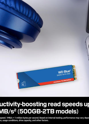WD Blue SA510 500GB SATA SSD - SATA III 6 Gb/s, M.2 2280, Internal Solid State Drive, Up to 560 MB/s - WDS500G3B0B