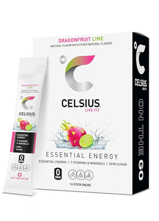 CELSIUS® On-The-Go Powder Sticks Dragonfruit Lime, Essential Energy 2.8 Oz