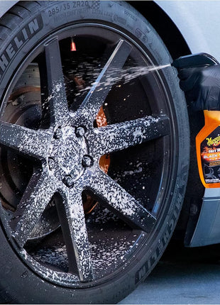Meguiar's Hot Rims Black Wheel Cleaner, Deep Foaming Gel Specially Formulated to Effectively Clean Matte, Gloss, Satin, and Chrome Black Wheels, 24 Oz Spray Bottle