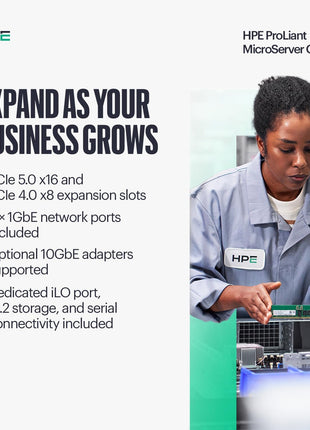 Hewlett Packard Enterprise ProLiant MicroServer Gen11 Tower Server, Intel Pentium Gold G7400 Processor, 16GB Memory, 1TB HDD Storage, External 180W US Power Supply (HPE Smart Choice P74439-005)