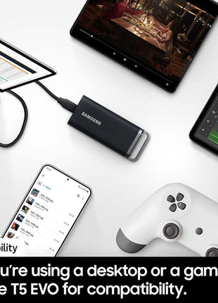 Samsung T5 EVO Portable SSD 8TB, USB 3.2 Gen 1 External Solid State Drive, Seq. Read Speeds Up to 460MB/s for Gaming and Content Creation, MU-PH8T0S/AM, Black