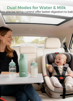 Momcozy Portable Bottle Warmer for Travel – Dual Heating Modes for Breast Milk & Water, Portable Milk Warmer with Fast Heating & Long Battery Life, 17 Ounces Large Capacity to Meet Your All-Day Needs